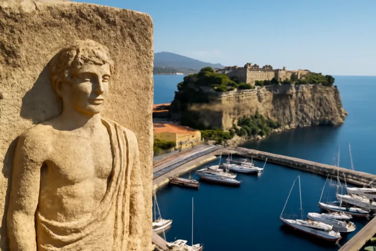 orígenes de Mónaco y vista histórica de la Roca y su puerto natural