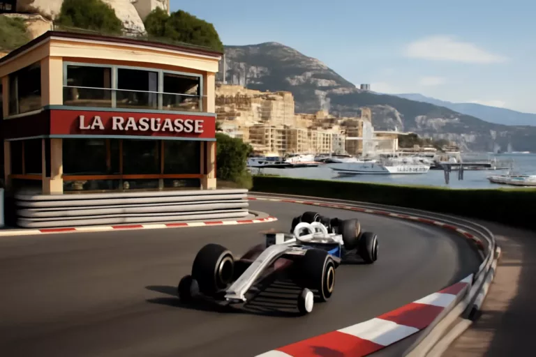 Voiture de course négociant le virage Rascasse Monaco à basse vitesse dans le dernier secteur