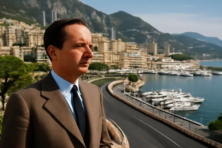 Portrait d’Antony Noghès devant le tracé historique du Grand Prix de Monaco en 1929