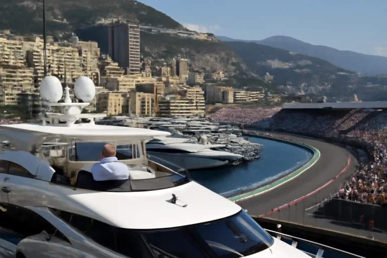 emplacement yachts Grand Prix Monaco dans Port Hercule avec vue sur le circuit