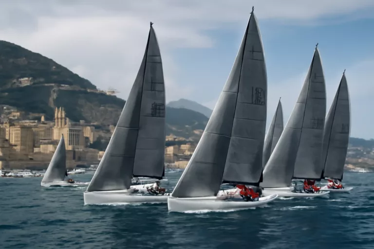 Voiliers en compétition lors de la Primo Cup Monaco en régate hivernale