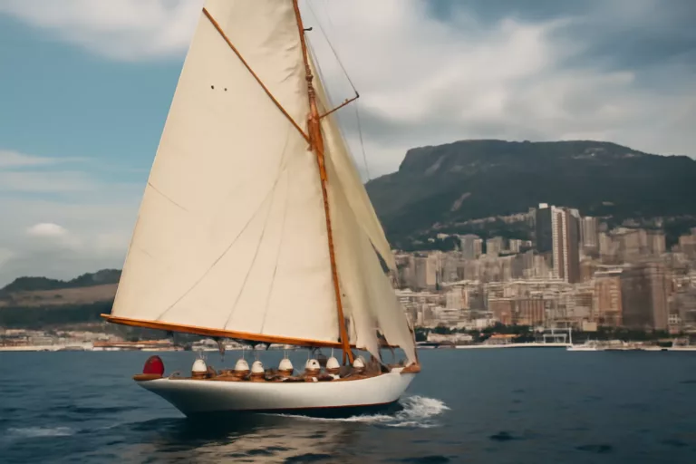 Tuiga Yacht Club Monaco, yacht amiral classique naviguant au large de Monaco
