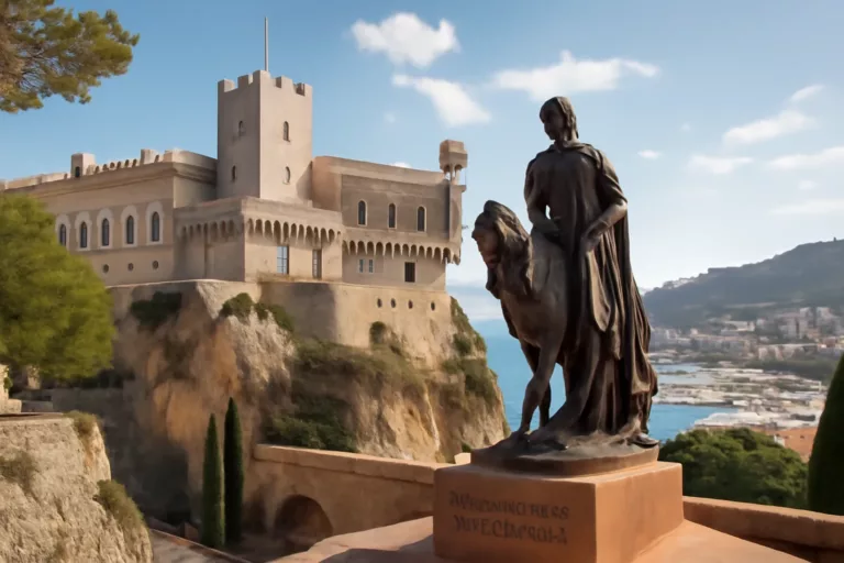 Veduta storica della rocca di Monaco legata alla dinastia Grimaldi