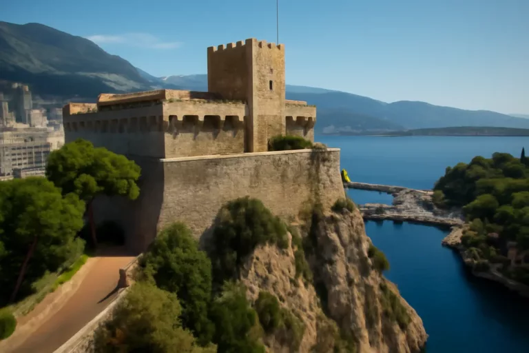 veduta storica della fortezza di Monaco 1215 sul promontorio che diventerà il Palazzo dei Principi