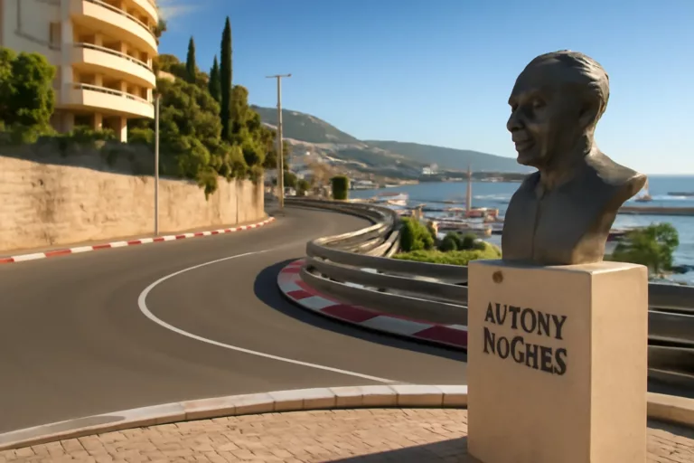 Vue du virage Antony-Noghès, dernier virage serré avant la ligne droite des stands du circuit de Monaco